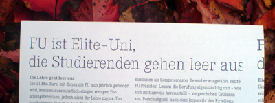 flugblatt zur immatrikulationsfeier der fu berlin