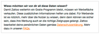 Zattoo Web Persönlichen Daten